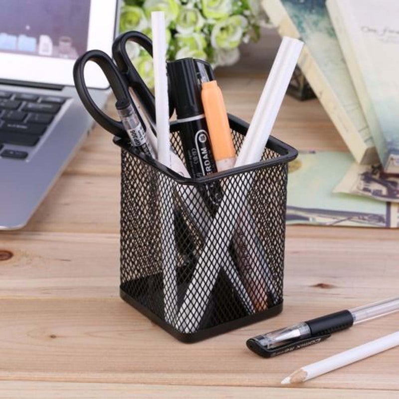 EORTA 3 Pack Square Pen Holders Pencil Holders Black Metal Mesh Pen Pencil Cups Stationery Organizer for Desk - Image 5
